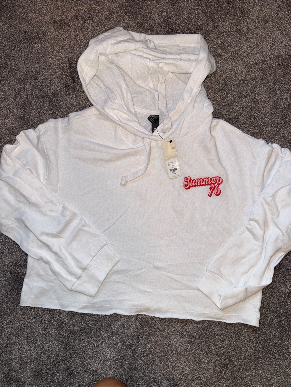 Alya White Hoodie with Red "Summer 76" Embroidery